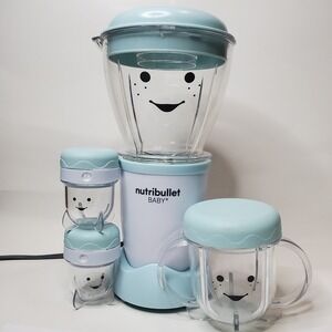 Nutribullet Baby Food Blender Set Light Blue White Motor Base Pitcher Cups AS IS